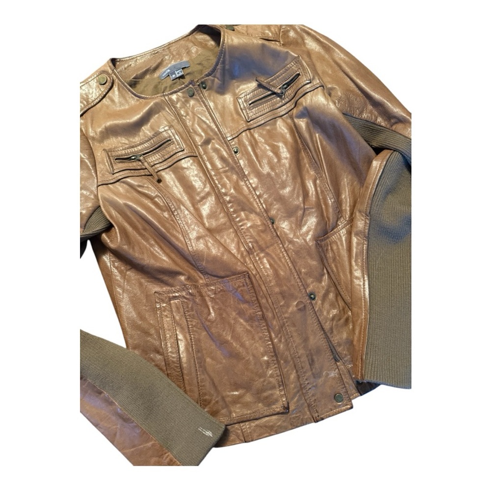Vince Brown Leather Jacket - Picture 3 of 5